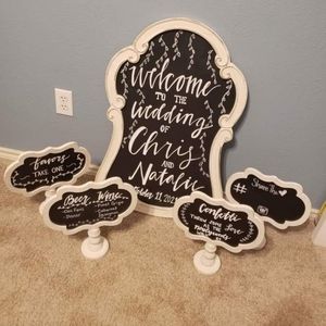 Wedding birthday chalkboard signs